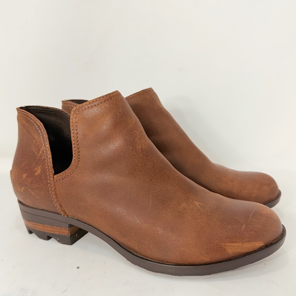 Sorel Lolla II Cut Out Burnt Henna Brown Leather Ankle Boots NL3780-242 Womens 9